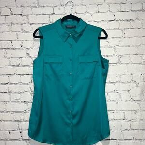 NWT Jones New York Women's Turquoise Silk/Satin Blouse